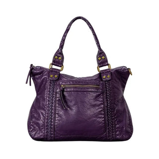 Grand sac à main bandoulière pour femme et pour les cours en cuir violet