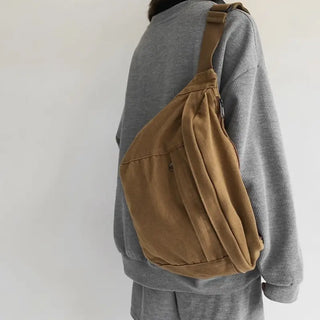 Grand sac banane camel XXL en toile pour femme