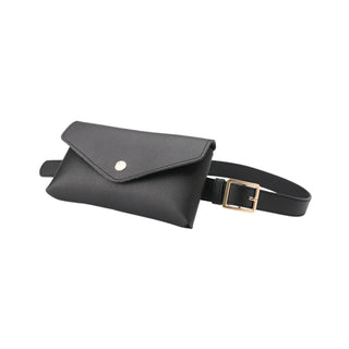 Petit sac banane ceinture rectangulaire en cuir noir pour femme