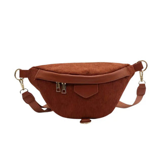 Sac banane en velours côtelé camel pour femme