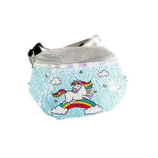 Sac banane licorne paillette à sequins bleu pour fille - Sac Banane Boutique