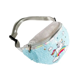 Sac banane licorne paillette à sequins bleu pour fille - Sac Banane Boutique