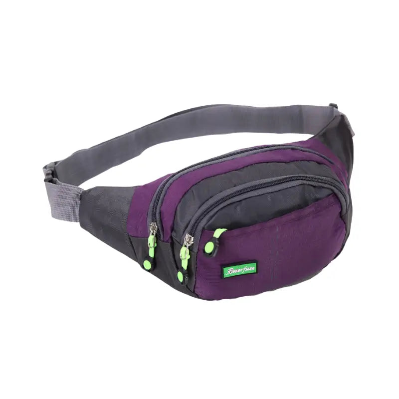 Un sac banane grande capacité pour le voyage ou le sport de couleur violet sur un fond blanc uni __switch:Violet