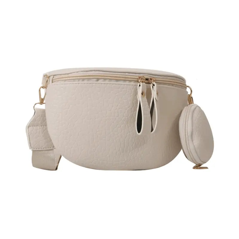 Sac banane à bandoulière en cuir couleur blanc pour femme - Sac Banane Boutique