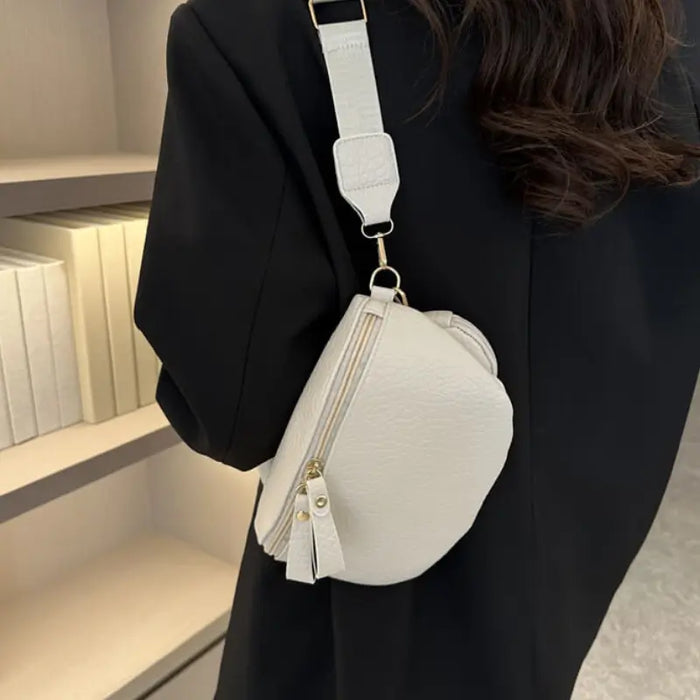 Sac banane à bandoulière en cuir couleur blanc pour femme - Sac Banane Boutique