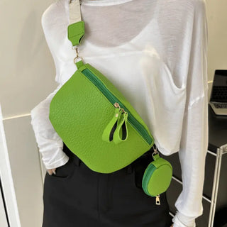 Sac banane à bandoulière en cuir couleur vert pour femme - Sac Banane Boutique