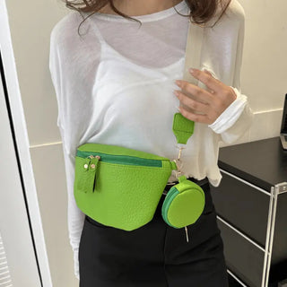 Sac banane à bandoulière en cuir couleur vert pour femme - Sac Banane Boutique