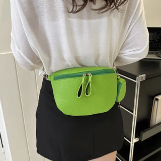 Sac banane à bandoulière en cuir couleur vert pour femme - Sac Banane Boutique