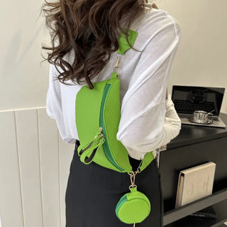 Sac banane à bandoulière en cuir couleur vert pour femme - Sac Banane Boutique