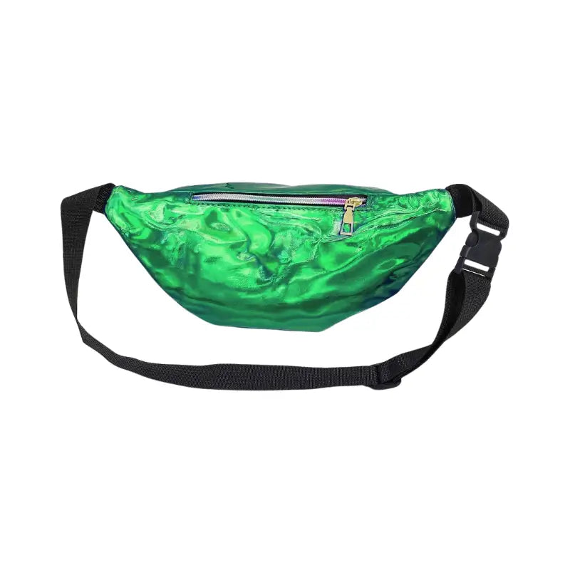 Sac banane holographique vert pour femme effet métallisé - Sac Banane Boutique