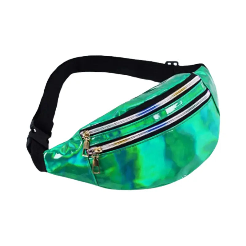 Sac banane holographique vert pour femme effet métallisé - Sac Banane Boutique