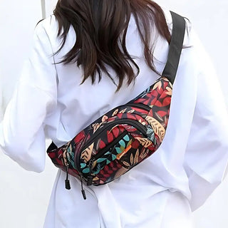 Sac banane fleuri rouge pour femmes - sac-banane-boutique