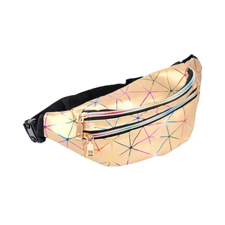 Sac banane holographique et géométrique doré pour femme - sac-banane-boutique