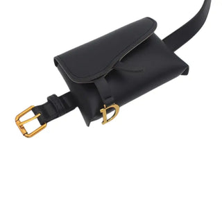 Petit sac banane ceinture de luxe noir et doré pour femme