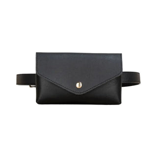 Petit sac banane ceinture rectangulaire en cuir noir pour femme