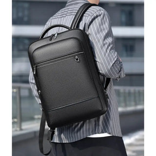 Sac à dos en cuir noir pour le voyage pour homme