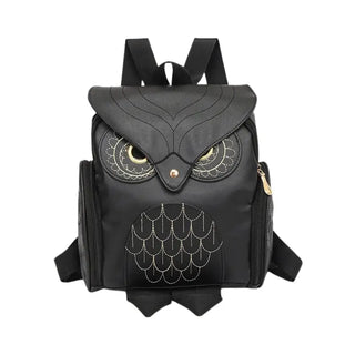 Sac à dos hibou en cuir noir pour femme