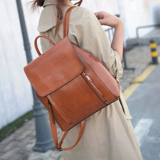 Sac à dos marron en cuir pour femme pour ordinateur