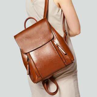 Sac à dos marron en cuir pour femme pour ordinateur