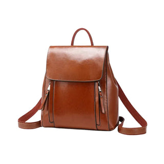 Sac à dos marron en cuir pour femme pour ordinateur