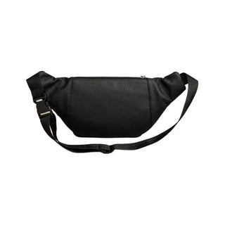 Sac banane noir en cuir véritable irisé de vache pour hommes