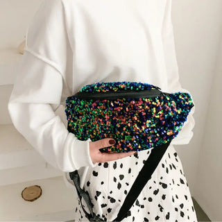 Sac banane paillette à sequins colorés pour femme