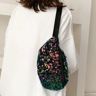 Sac banane paillette à sequins colorés pour femme