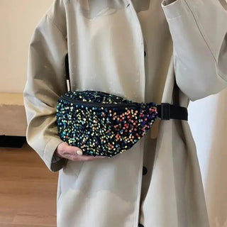 Sac banane paillette à sequins colorés pour femme