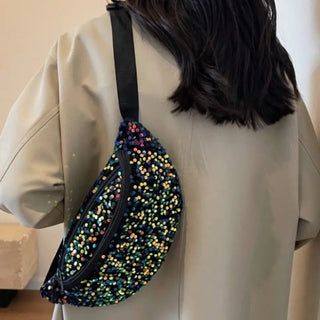 Sac banane paillette à sequins colorés pour femme