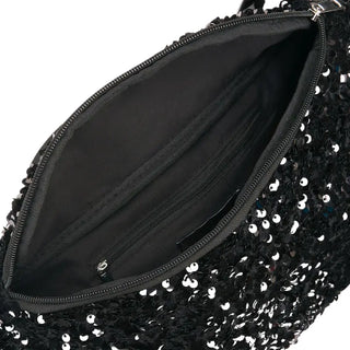 Sac banane pour femme paillette à sequins noir