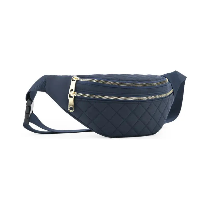 Sac banane bleu matelassé pour femme - sac-banane-boutique