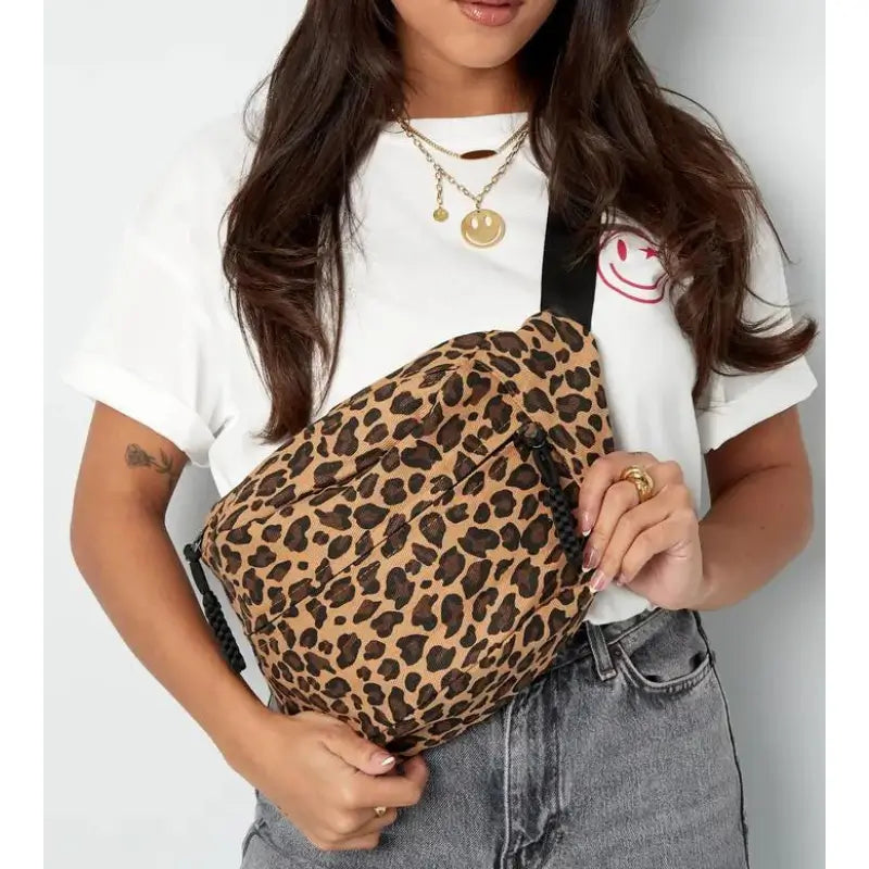 Grand sac banane imprimé léopard pour femme - sac-banane-boutique