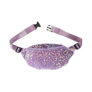 Sac banane à paillettes sequins violet pour femme - sac-banane-boutique