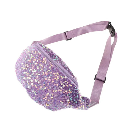 Sac banane à paillettes sequins violet pour femme - sac-banane-boutique