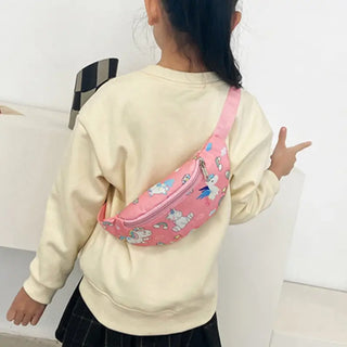 Sac banane rose aux motifs de licorne pour enfant fille - sac-banane-boutique