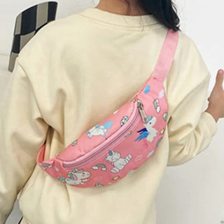 Sac banane rose aux motifs de licorne pour enfant fille - sac-banane-boutique