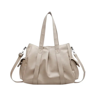 Grand sac à main bandoulière en cuir beige pour les cours pour femme