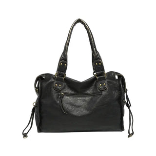 Grand sac à main bandoulière noire fourre tout en cuir pour femme