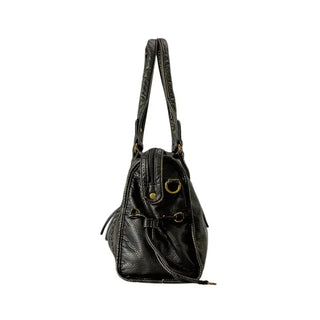 Grand sac à main bandoulière noire fourre tout en cuir pour femme