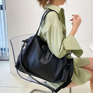 Grand sac à main noir en cuir pour les cours pour femme