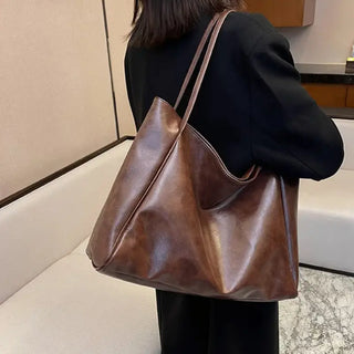 Grand sac à main tendance en cuir marron pour les cours pour femme