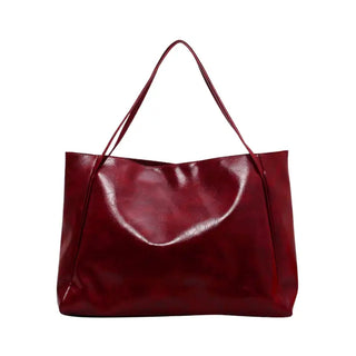 Grand sac à main tendance en cuir rouge bordeaux pour les cours pour femme