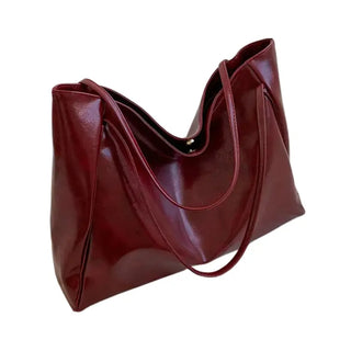 Grand sac à main tendance en cuir rouge bordeaux pour les cours pour femme