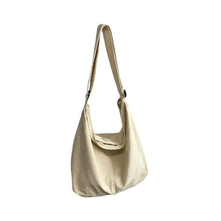 Grand sac banane XXL blanc à bandoulière et en toile pour femme