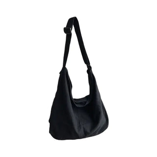 Grand sac banane XXL noir à bandoulière et en toile pour femme