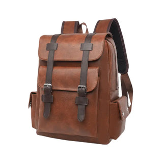 Sac à dos étanche en cuir marron clair pour homme et ordinateur portable