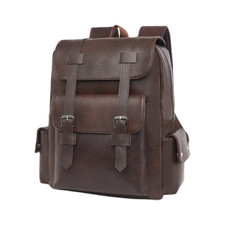 Sac à dos étanche en cuir marron foncé pour homme et ordinateur portable