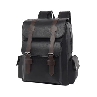 Sac à dos étanche en cuir noir pour homme et ordinateur portable