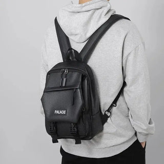 Sac à dos noir en cuir pour homme