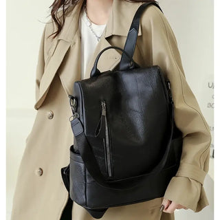 Sac à dos tendance en cuir noir pour femme